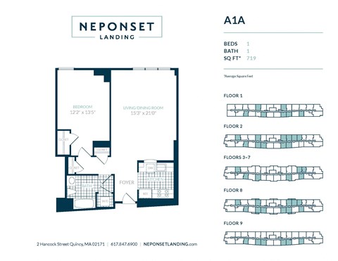 Floor plan for 1 bed, 1 bath, 630 sqft